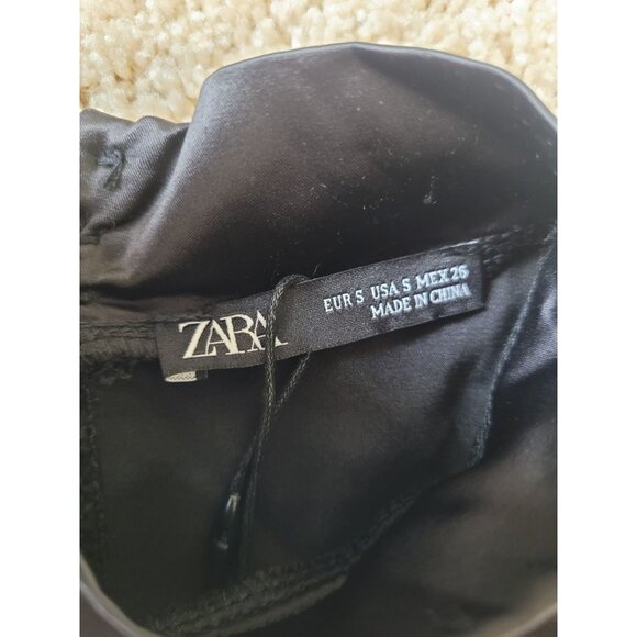 NWT ZARA Women's Black Fringe Size S Black Western Blouse‎ Rodeo Satin Cowgirl - Picture 2 of 5